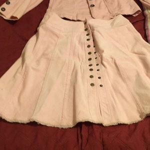 2 piece Pink jacket is a L and skirt size medium